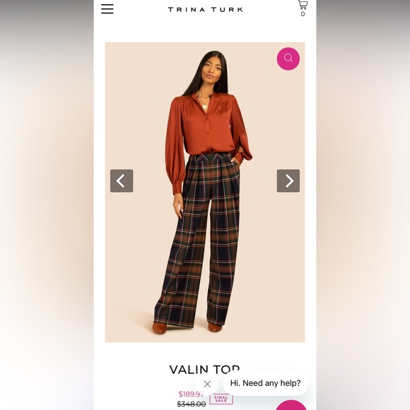 TRINA TURK Stretch Georgette Long Sleeve “Valin” Blouse in Emerald - NWOT - Picture 4 of 11